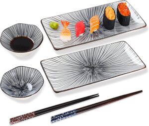 Relaxing Garden Soy Sauce Bowls & Sushi Plates, 6-Piece