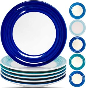 REOMORE Microwave Safe Round Porcelain Plates, 6-Piece