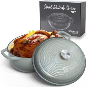 Segretto Cookware Easy Clean Cast Iron Dutch Oven, 7-Quart
