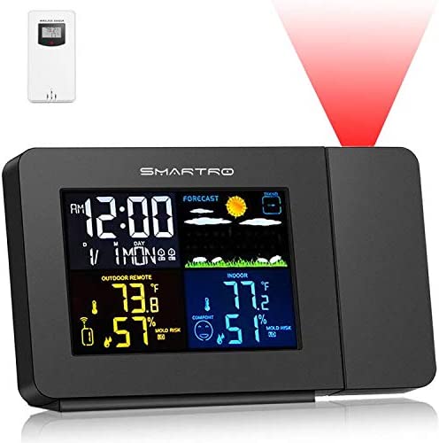 SMARTRO Digital Adjustable Brightness Weather Monitoring Clock