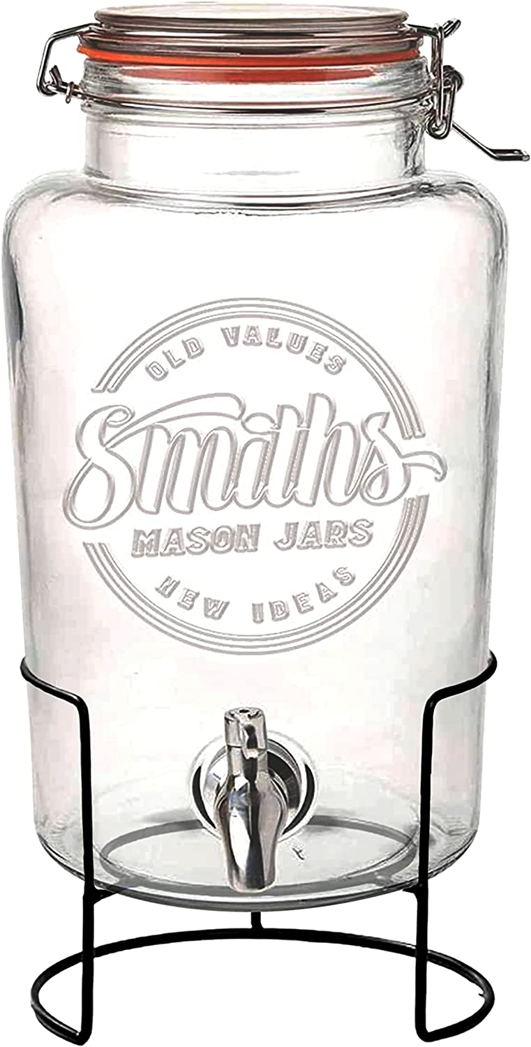Smith’s Mason Glass Vacuum Sealed Drink Dispenser, 5-Liter