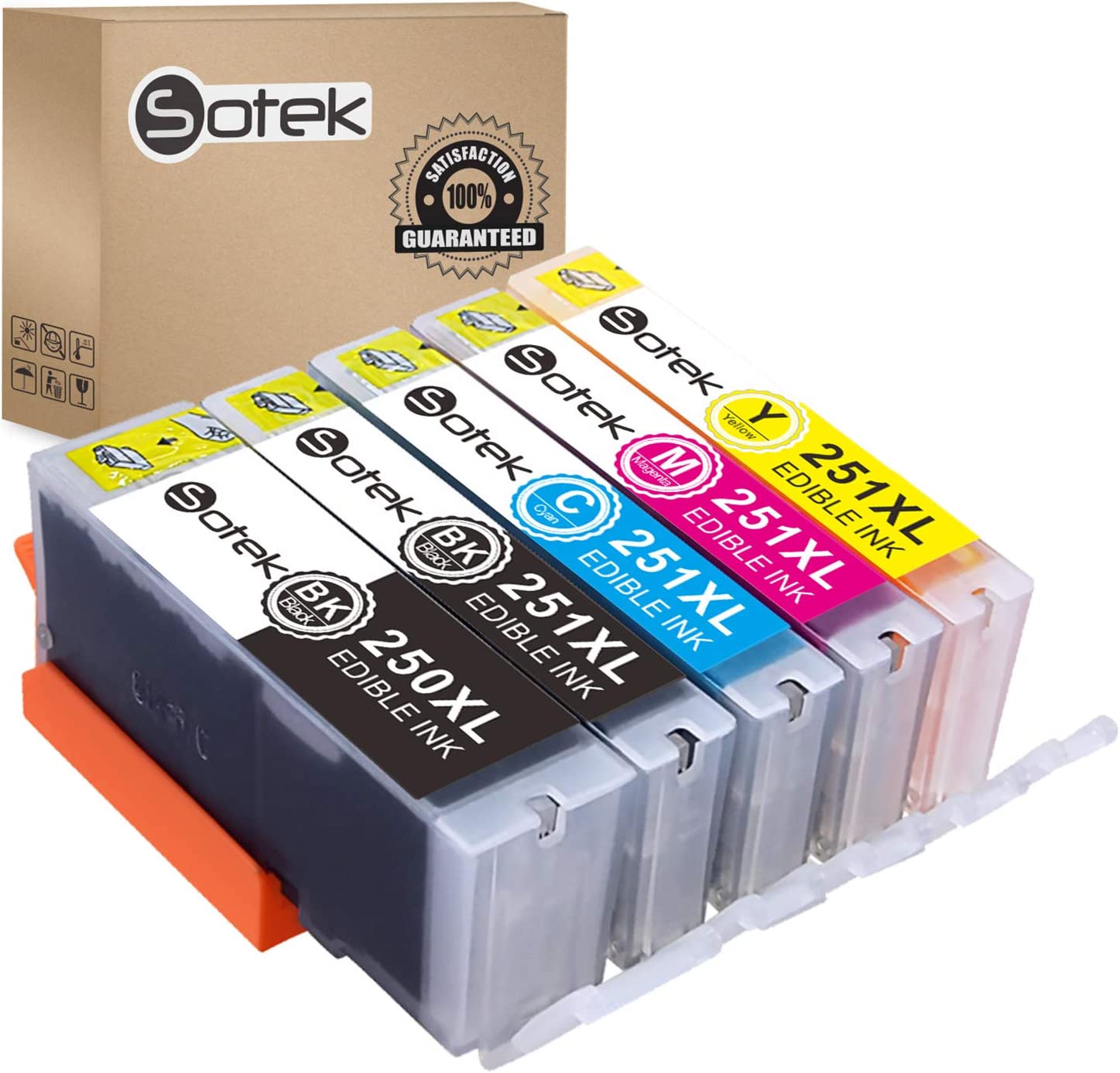 Sotek Assorted Colors Edible Ink Cartridges, 5-Pack