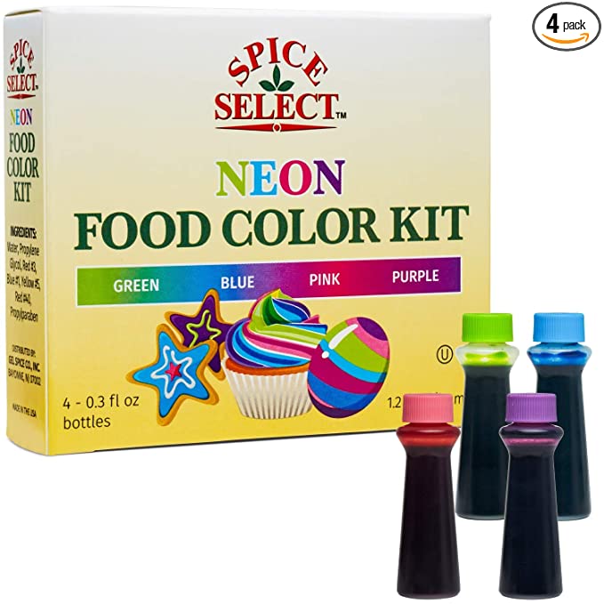 Spice Supreme Select Neon Liquid Food Coloring, 4 Pack