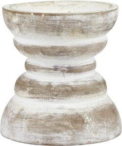 Stonebriar Ocean Inspired Antiqued Wooden Pillar Candle Holder