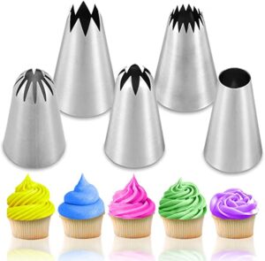 Suuker Stainless Steel Cupcake Decoration Piping Tips, 5 Piece