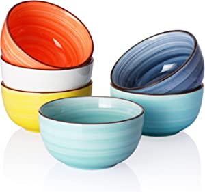Sweese Multicolor Durable Oven Safe Porcelain Bowls, 6 Piece