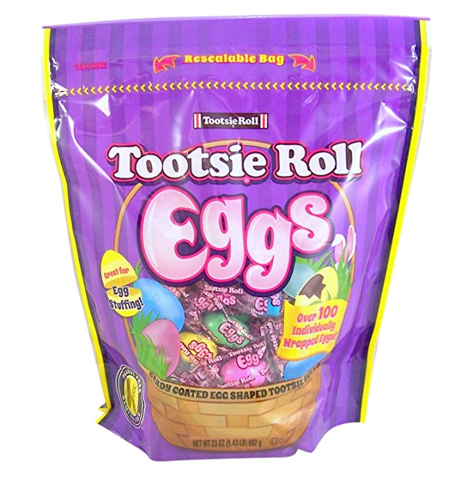 Tootsie Roll Candy Coated Egg Shaped Easter Candy, 100 Piece