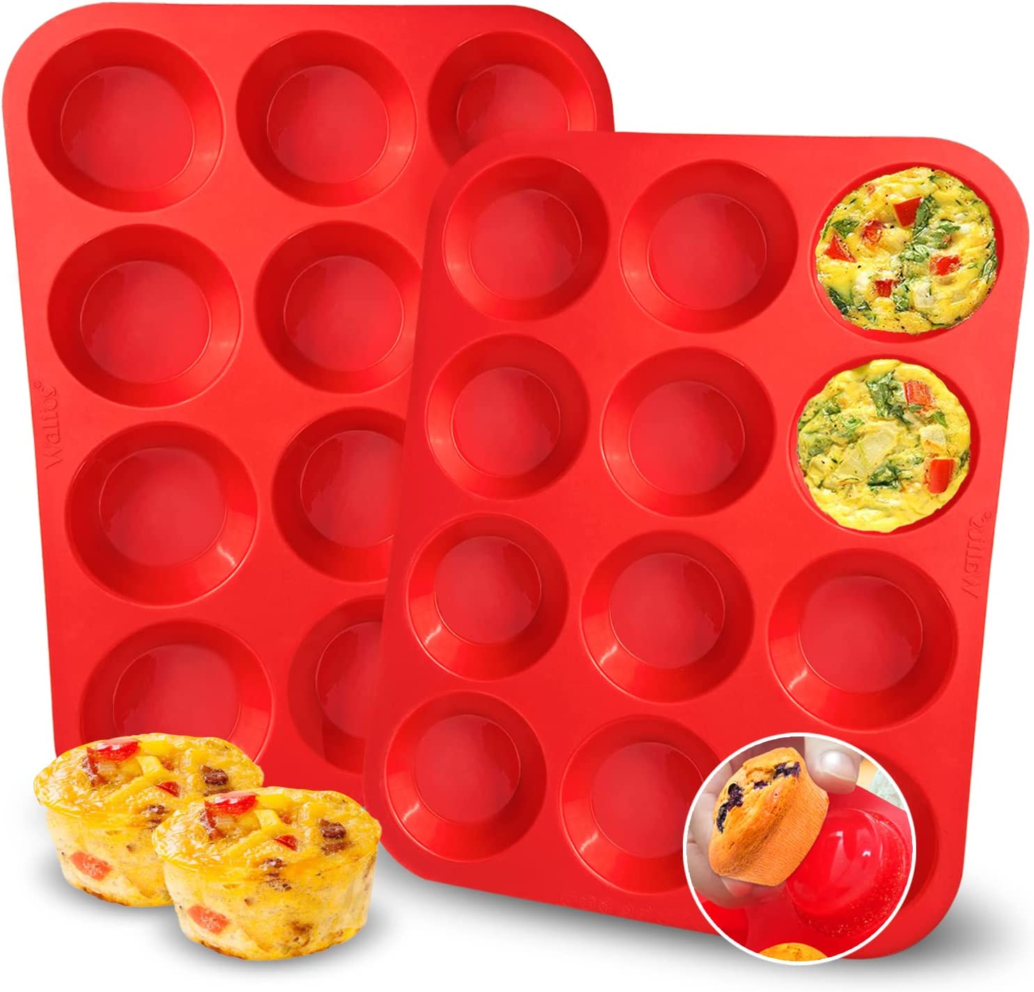 Nonstick Bakeware 6-Cup Muffin Pan with Silicone Cupcake Liners (Set of 6) by Boxiki Kitchen | Premium Nonstick Baking Muffin Tin and Muffin Cups