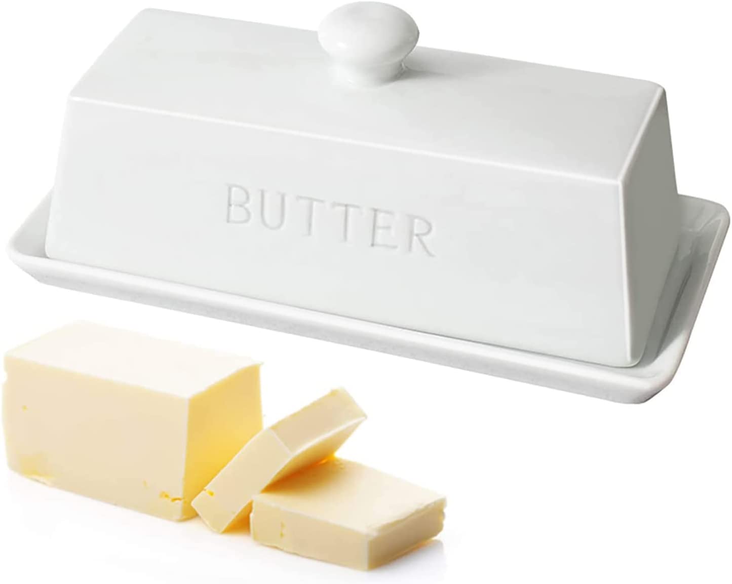 WERTIOO Handle Lid Ceramic Butter Dish