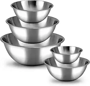 WHYSKO Stainless Steel Mixing Bowls Meal Prep Set, 5 Piece