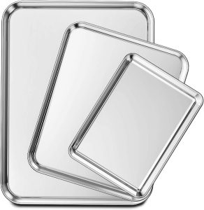 Wildone Assorted Sizes Stainless Steel Sheet Pans, 3-Piece