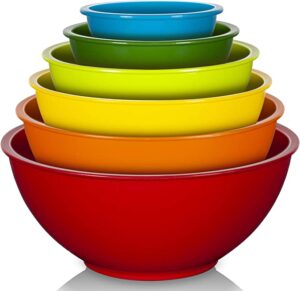 YIHONG Rainbow Plastic Nesting Mixing Bowls Sets, 6 Piece