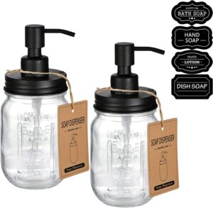 Amolliar BPA-Free Glass Soap Dispensers, 2-Pack