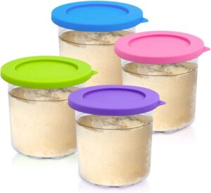 ARCOOLOR Airtight Silicone Lid Replacement Ninja Creami Pints, 4-Count