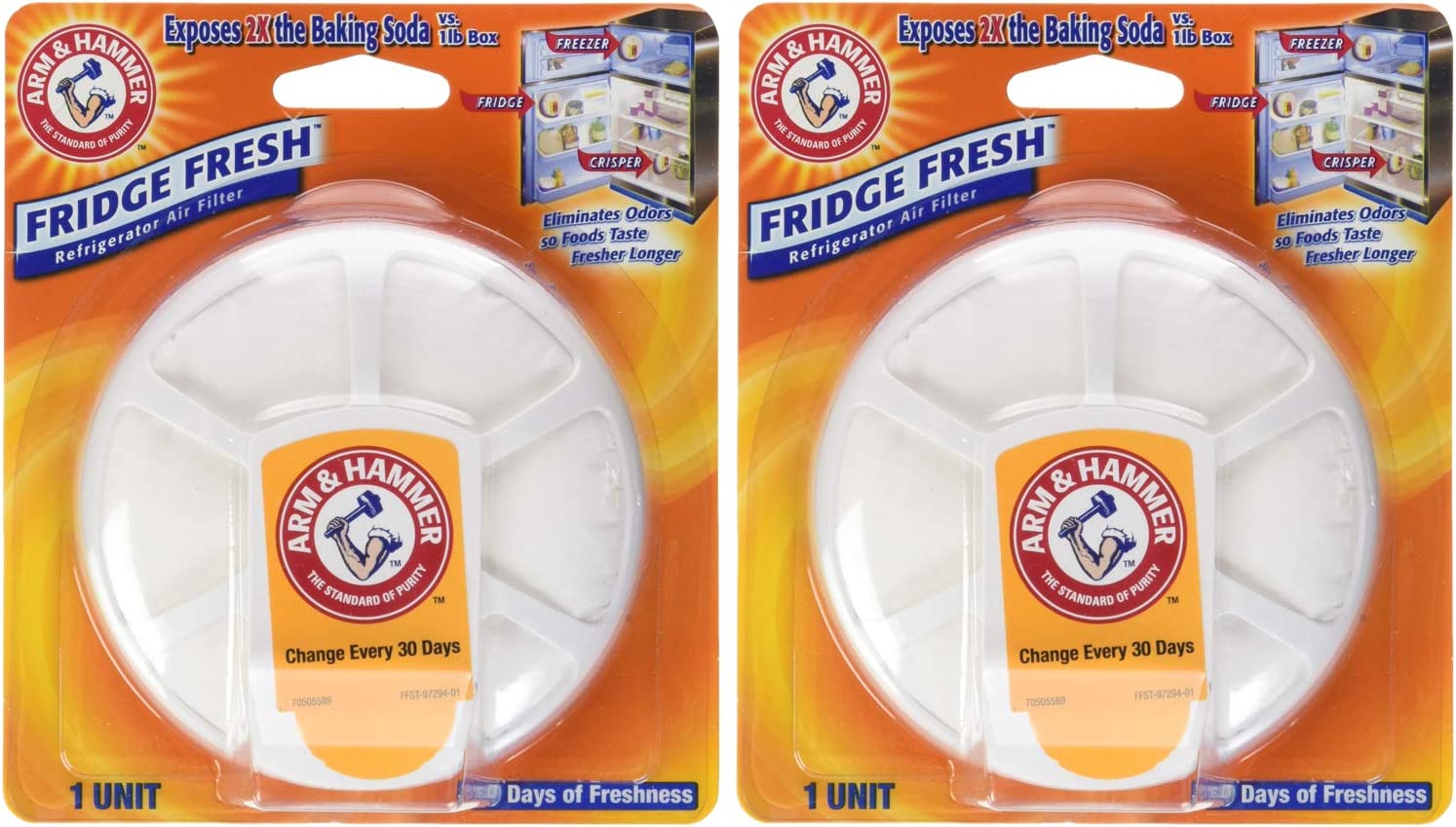Arm & Hammer Suction Cup Baking Soda Fridge Deodorizers, 2-Pack