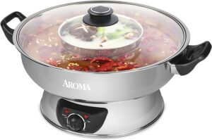 Aroma Stainless Steel Dual Electric Hot Pot