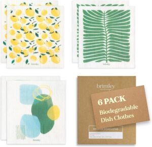 brimley Assorted Designs Eco-Friendly Swedish Dishcloths, 6-Count
