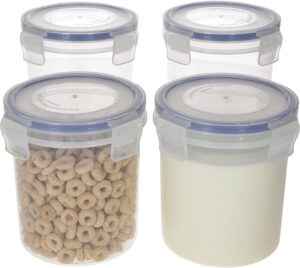 BubbleWally Snap Lock Lid Plastic Overnight Oats Containers, 4-Count