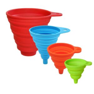 CADAVO Built-In Hanging Hole Silicone Funnels, 4-Piece