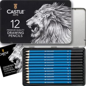 Castle Art Supplies Easy-Grip Hexagonal Graphite Pencils, 12-Piece