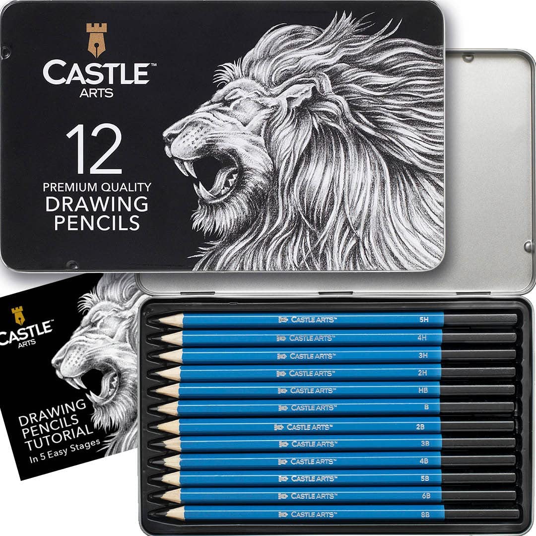 Castle Art Supplies Easy-Grip Hexagonal Graphite Pencils, 12-Piece