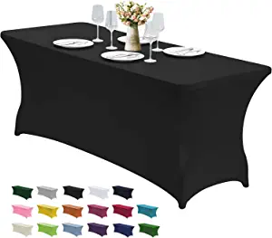 CWK Wrinkle Resistant Spandex Stretch Fitted Tablecloth, 2 Pack