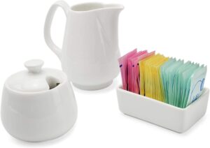 Darware Ceramic Packet Holder Sugar And Creamer Set, 3-Piece