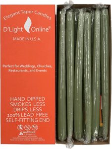 D’light Online Unscented Hand-Dipped Dripless Taper Candles, 12 Pack