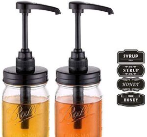Elwiya Plastic Pump & Mason Jar Coffee Syrup Dispensers, 2-Pack