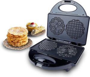 FineMade Locking Latch Handle Non-Stick Pizzelle Maker