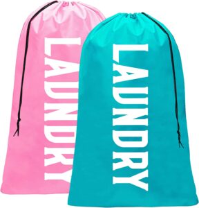 Fiodrmy Drawstring Double-Stitched Seam Laundry Bags, 2-Pack