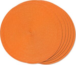 FunWheat Washable Non-Slip Braided Circle Placemats, 6 Piece