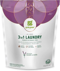 Grab Green Chemical-Free Eco-Friendly Laundry Detergent Pods, 60-Count
