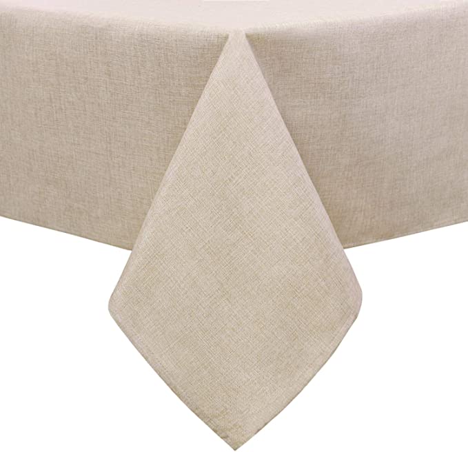 Hiasan Wrinkle & Stain Resistant Washable Faux Linen Tablecloth