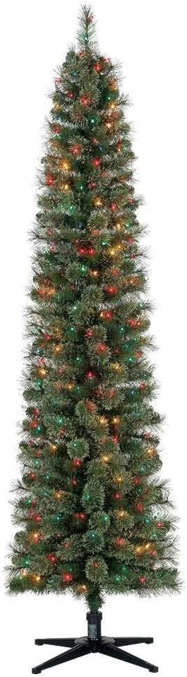 Home Heritage Slim Pre-Wired Christmas Artificial Tree, 7-Foot