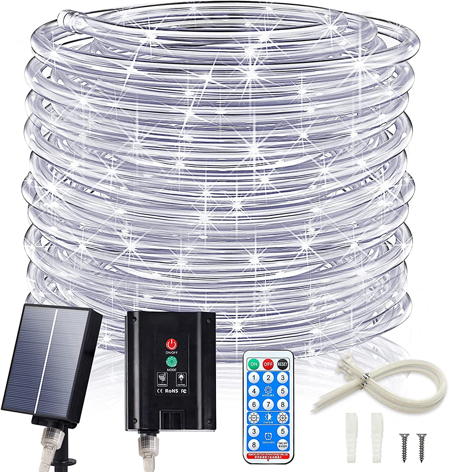 ICRGB Battery Powered Blinking Outdoor Rope Lights, 72-Foot
