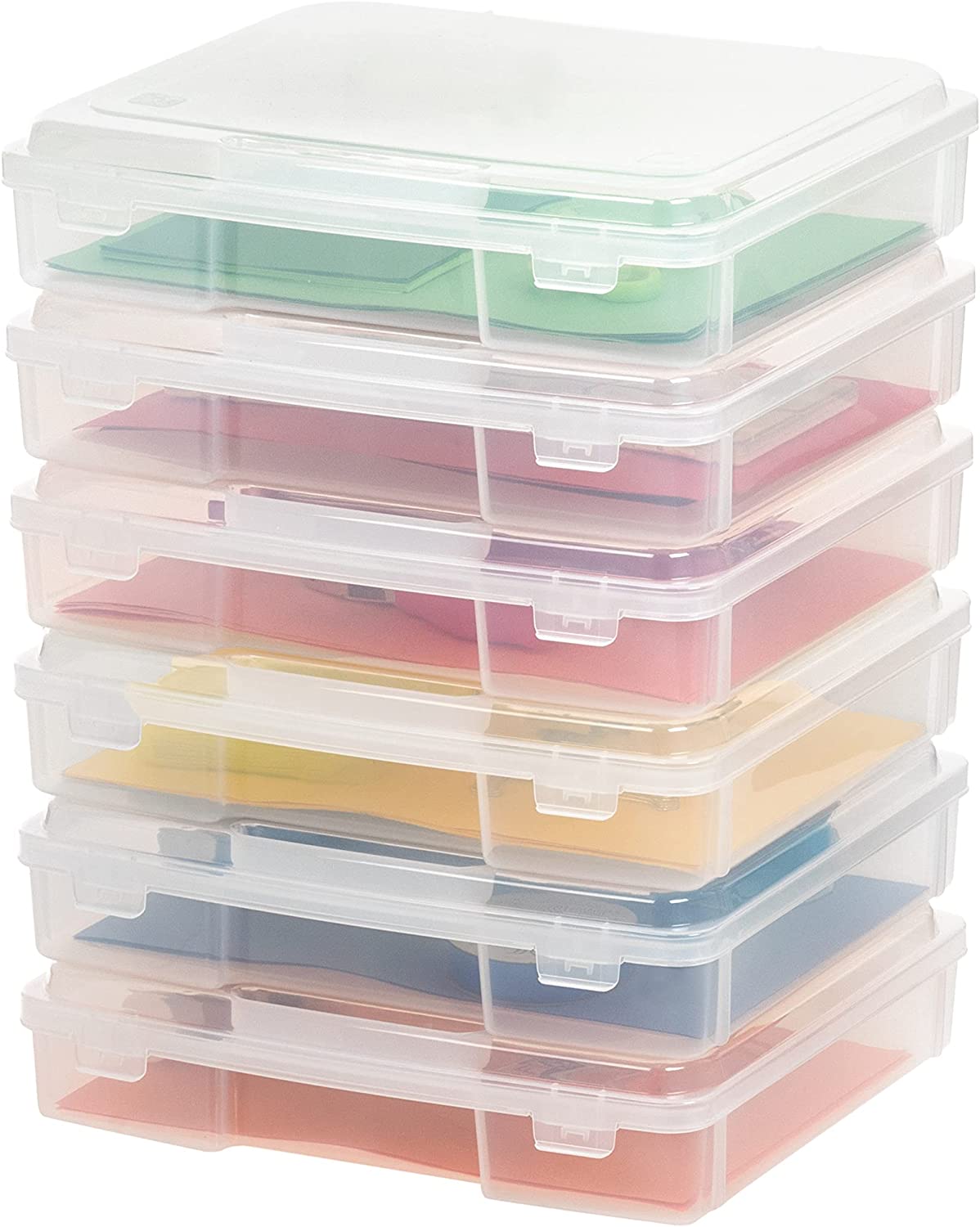 IRIS USA Stackable BPA-Free Portable Storage Organizer Boxes, 6-Pack