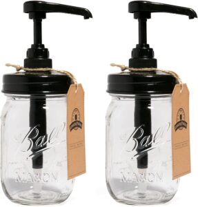 Jarmazing Products Glass Mason Jar Coffee Syrup Dispensers, 2-Pack