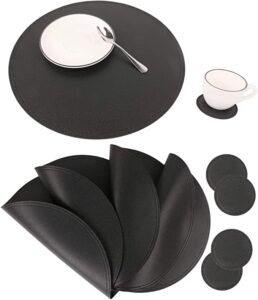 Jovono Easy to Clean Faux Leather Circle Placemats, 4 Piece