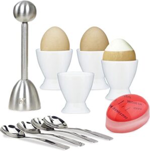 KAIL AND JAMINS Egg Topper & Ceramic Egg Cups Set, 10 Piece