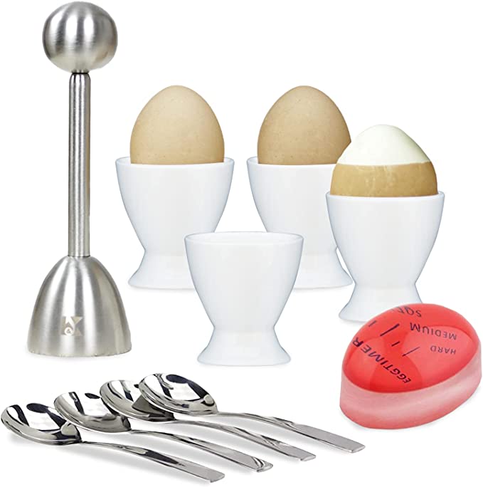 KAIL AND JAMINS Egg Topper & Ceramic Egg Cups Set, 10 Piece