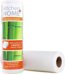 Kitchen + Home Machine Washable Bamboo Reusable Paper Towels, 1-Roll