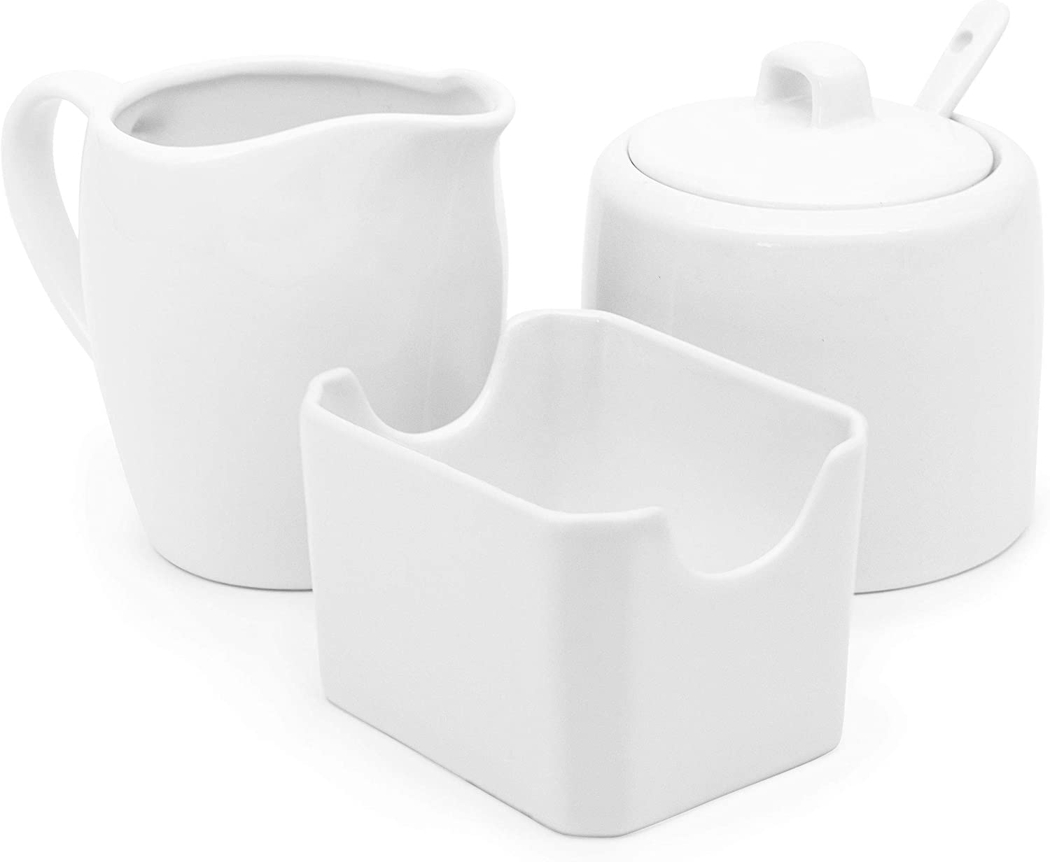 Kook Dishwasher Safe Ceramic Sugar And Creamer Set, 3-Piece