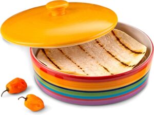 KooK Microwaveable Insulated Colorful Ceramic Tortilla Warmer