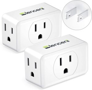 LENCENT Compact Non-Blocking 3-To-2 Prong Plug Adapter, 2-Count