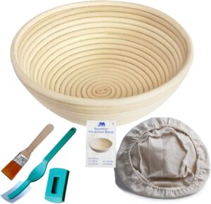 M JINGMEI Brush & Round Natural Rattan Bread Proofing Basket