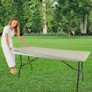 moty Vinyl Flannel Backed Elastic Rim Fitted Tablecloth