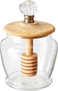 Mud Pie Glass Honey Jar With Door Knob Lid & Dipper