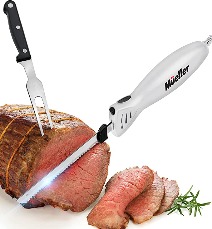 NutriChef Electric Carving Slicer Kitchen Knife - Portable Electrical Food  Cutter Knife Set with Bread and Carving Blades, Wood Stand, For Meat