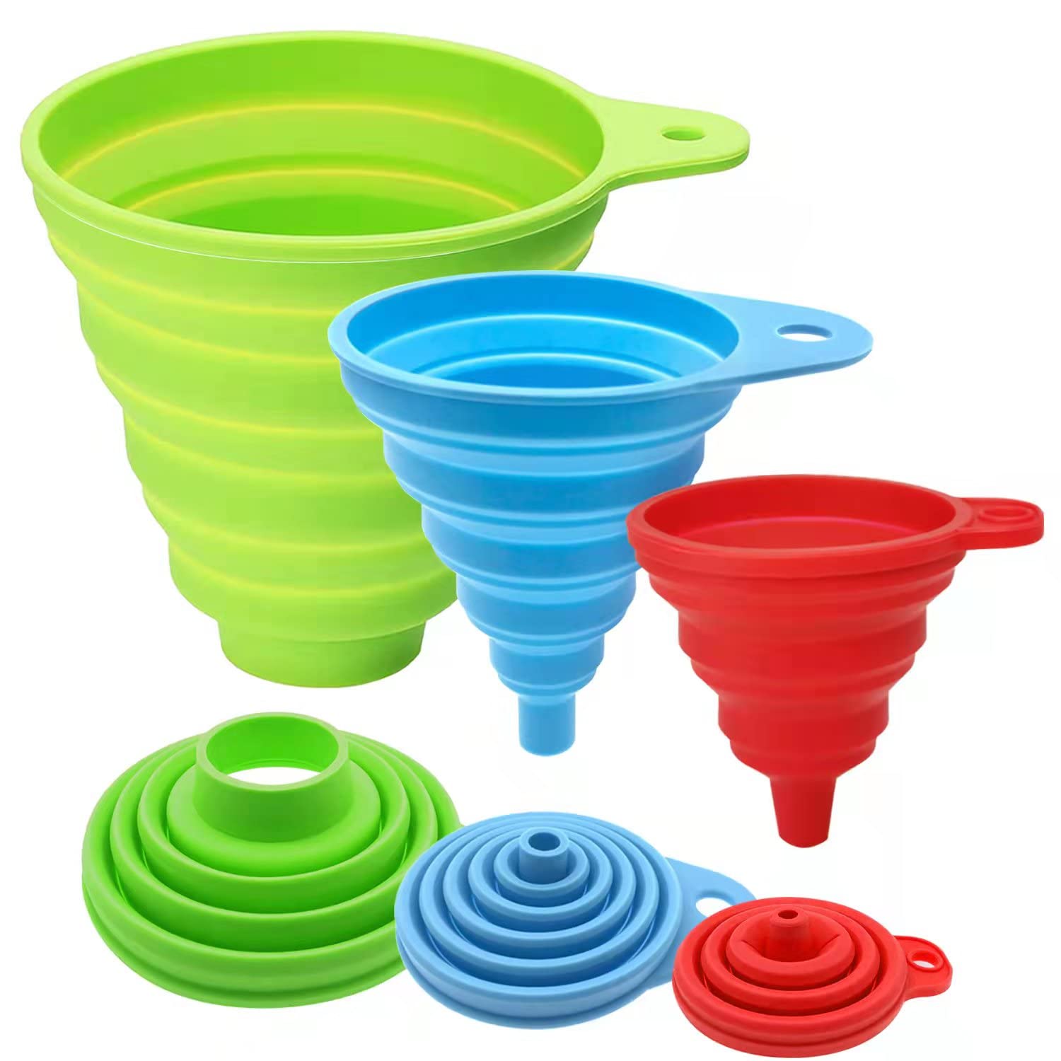 NALSISLO Stain-Resistant Wide Mouth Silicone Funnels, 3-Piece